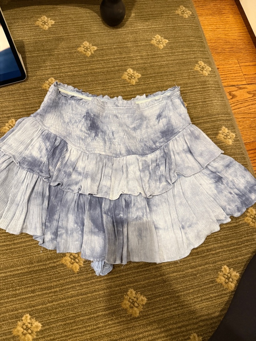 Light Blue Tie-Dye Ruffle Skater Skort
